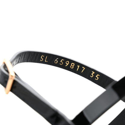 Saint Laurent Patent Calfskin Cassandra Monogram Sandals 35 Black 8 of 9