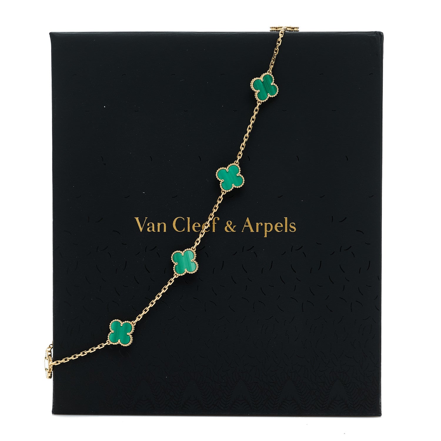 Van Cleef & Arpels 18K Yellow Gold Malachite 10 Motifs Vintage Alhambra Necklace 6 of 7