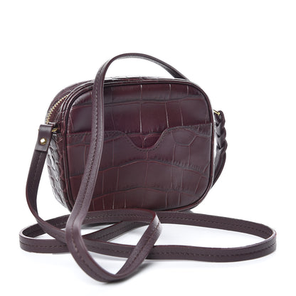 Alexander McQueen Calfskin Crocodile Embossed Mini Camera Shoulder Bag Bordeaux 3 of 9