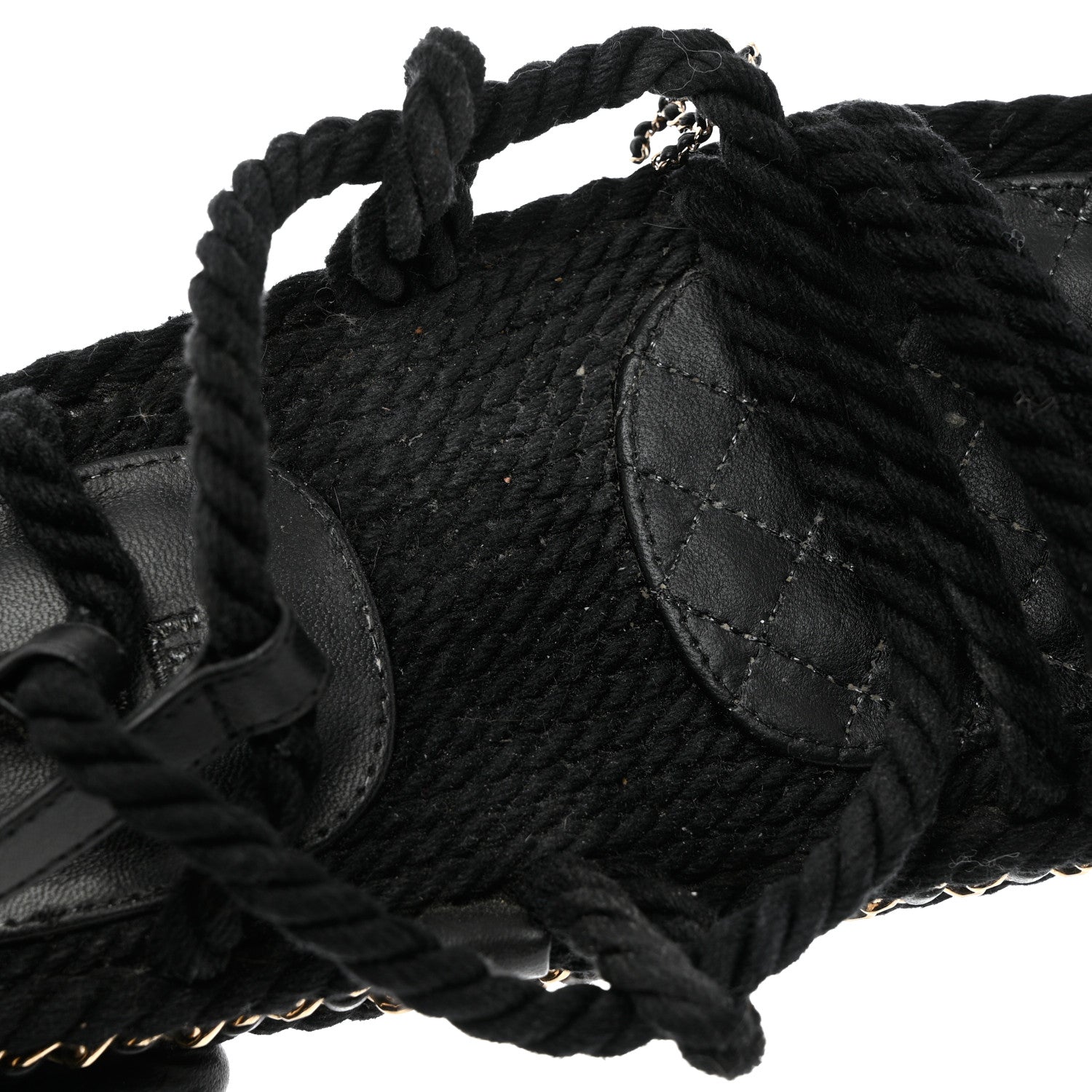 Chanel Lambskin Cord Chain CC Sandals 36 Black 10 of 12