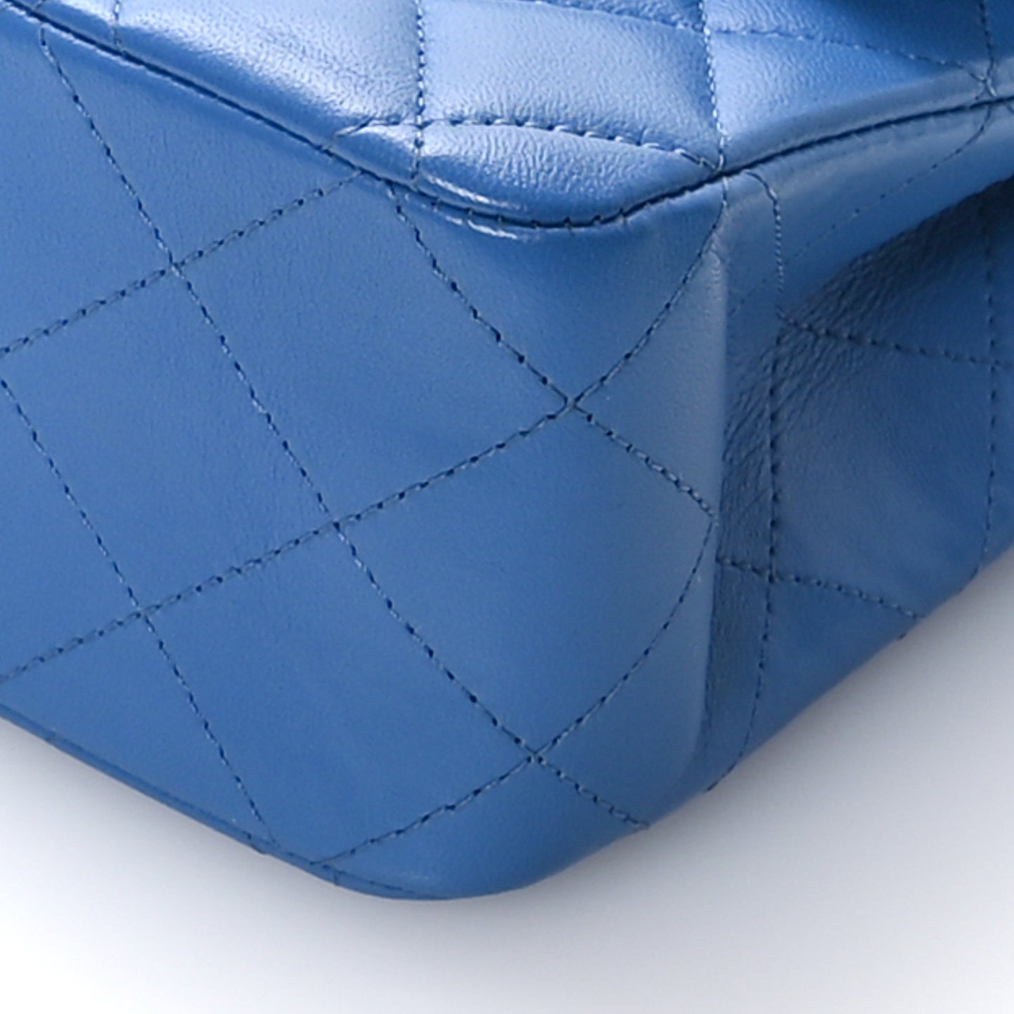 Lambskin Quilted Medium Double Flap Blue