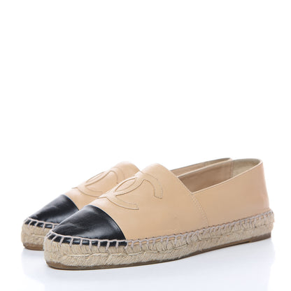 Chanel Lambskin CC Espadrilles 37 Beige Black 3 of 14