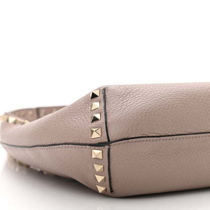 Valentino Garavani Pebbled Calfskin Small Rockstud Flip Lock Hobo Poudre 8 of 10