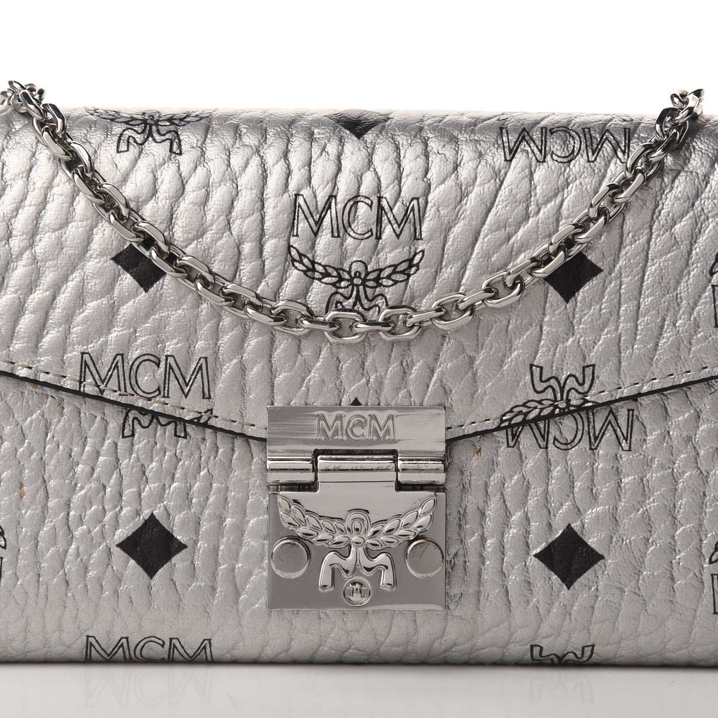 Metallic Visetos Patricia Wallet On Chain Silver
