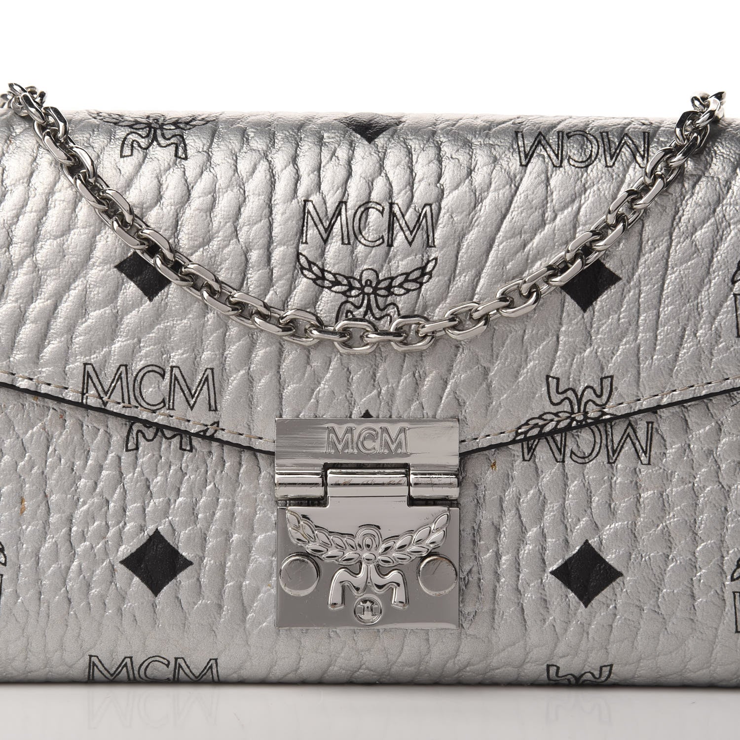 MCM Metallic Visetos Patricia Wallet On Chain Silver 11 of 12