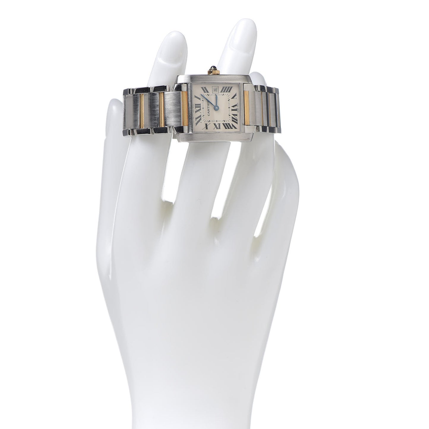 Stainless Steel 18K Yellow Gold 25mm Tank Francaise Quartz Watch