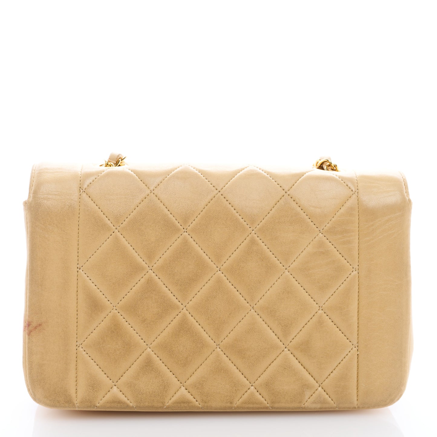 Lambskin Quilted Small Single Flap Beige