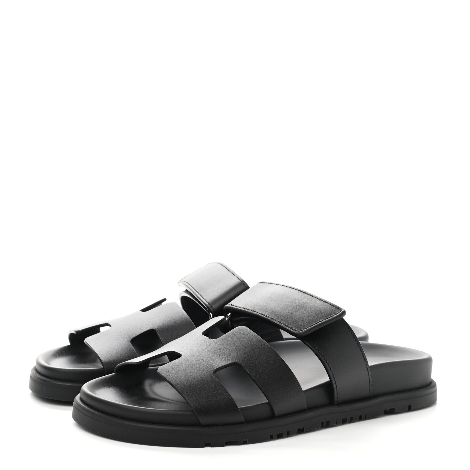 Hermes Calfskin Womens Chypre Sandals 35.5 Black 3 of 9