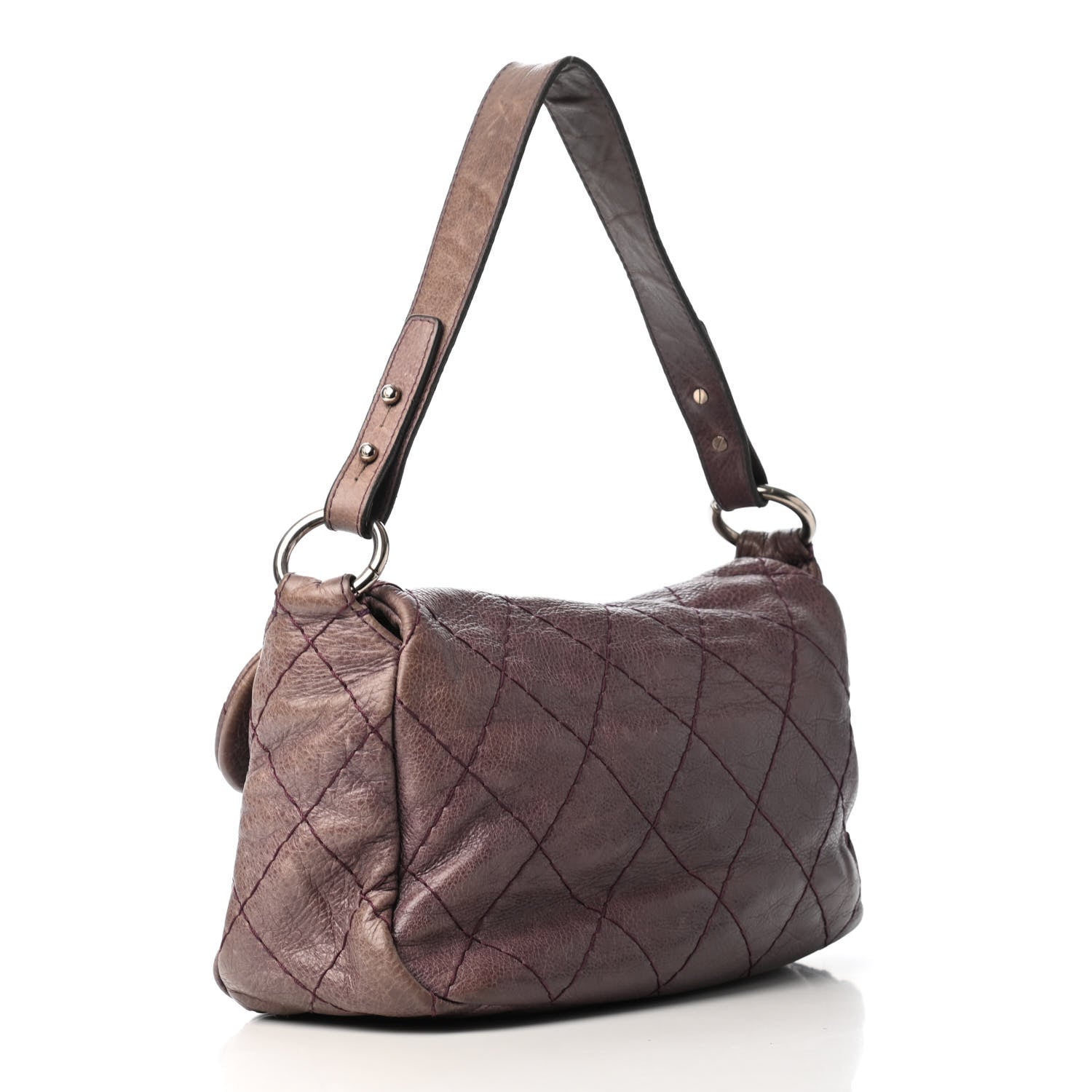 Chanel Glazed Calfskin Stitched On The Road Flap Purple 2 of 10