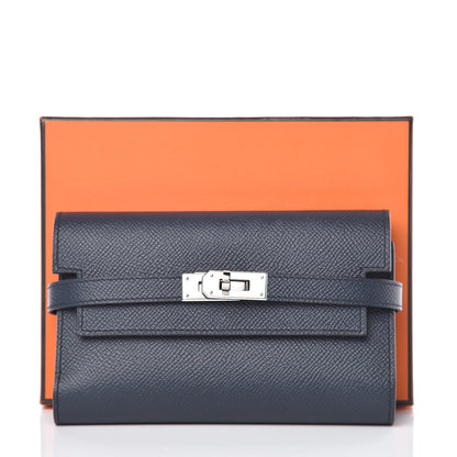 Hermes Epsom Medium Kelly Wallet Bleu Indigo Rose Pourpre 6 of 6