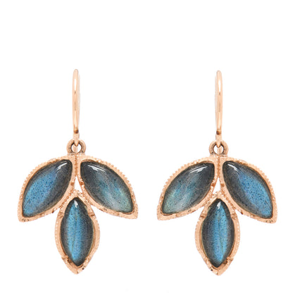 Irene Neuwirth 18K Rose Gold Labradorite 3-Leaf Drop Earrings 1 of 4