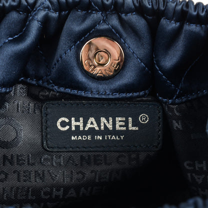 Chanel Satin Diamond Stitch Croissant Pochette Blue 6 of 7
