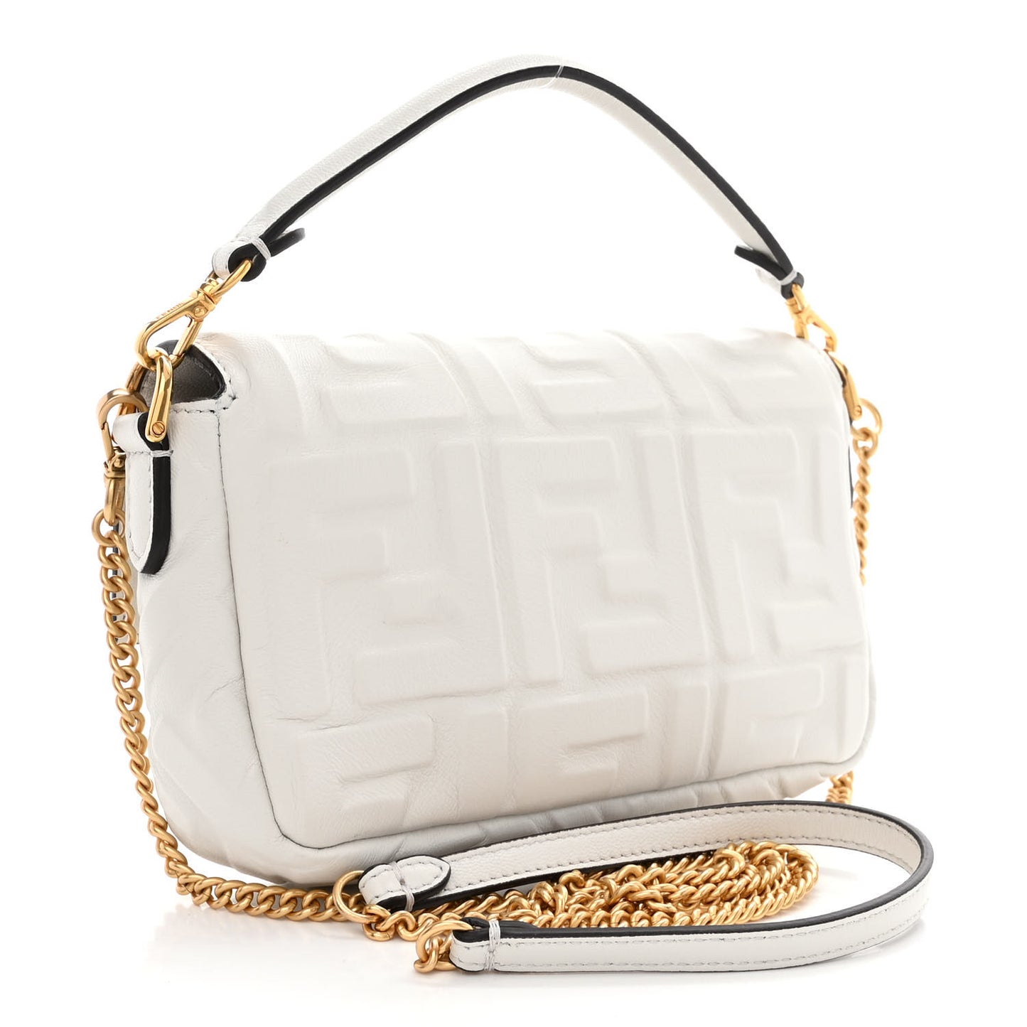 Nappa FF 1974 Embossed Mini Baguette White