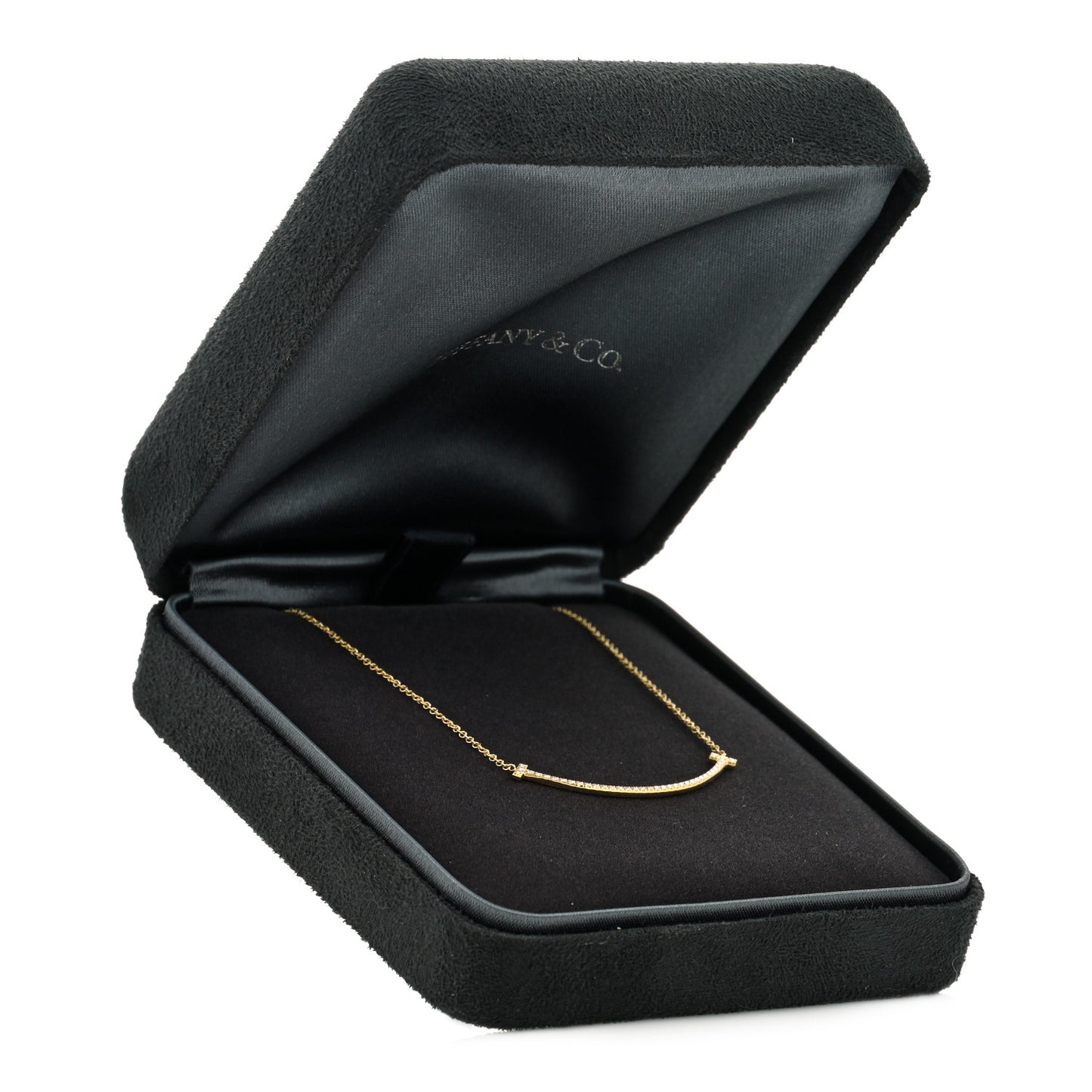 18K Yellow Gold Diamond Small T Smile Pendant Necklace