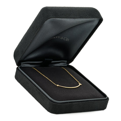 Tiffany 18K Yellow Gold Diamond Small T Smile Pendant Necklace 6 of 6