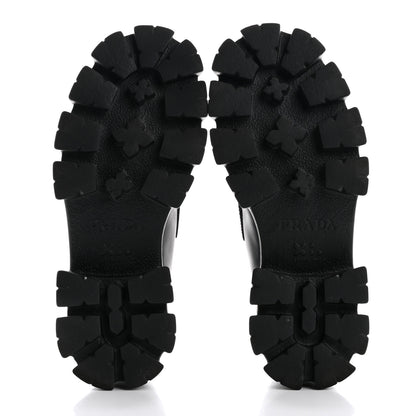 Prada Spazzolato Rois Metal Triangle Logo Monolith 55mm Loafers 36 Black 6 of 12