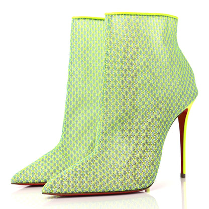 Christian Louboutin Lace Denim Gipsybootie 100 Ankle Boots 40 Jeans Fluo 3 of 6