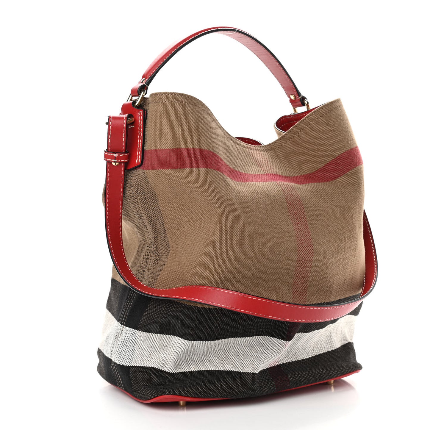 Canvas Mega Check Medium Ashby Hobo Cadmium Red