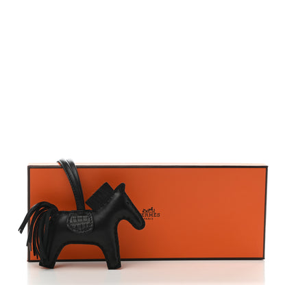 Hermes Milo Lambskin Matte Alligator Touch Grigri Rodeo Horse Bag Charm PM So Black 5 of 5