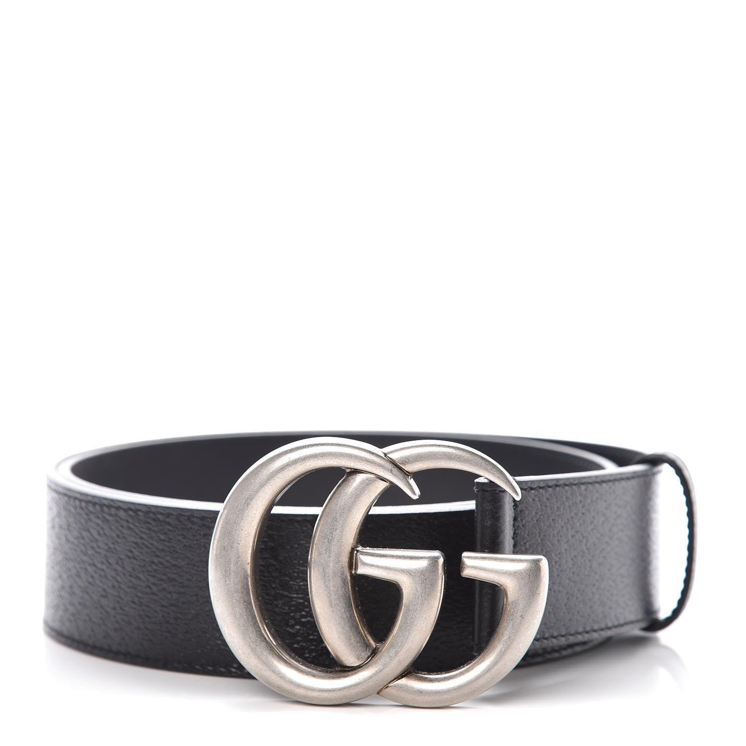 Gucci Textured Dollar Calfskin Nickel Double G 40mm Belt 85 34 Black 1 of 7