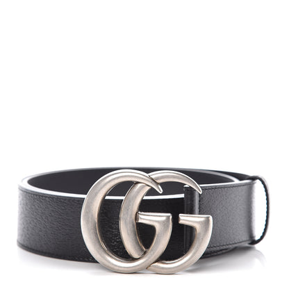 Gucci Textured Dollar Calfskin Nickel Double G 40mm Belt 85 34 Black 1 of 7