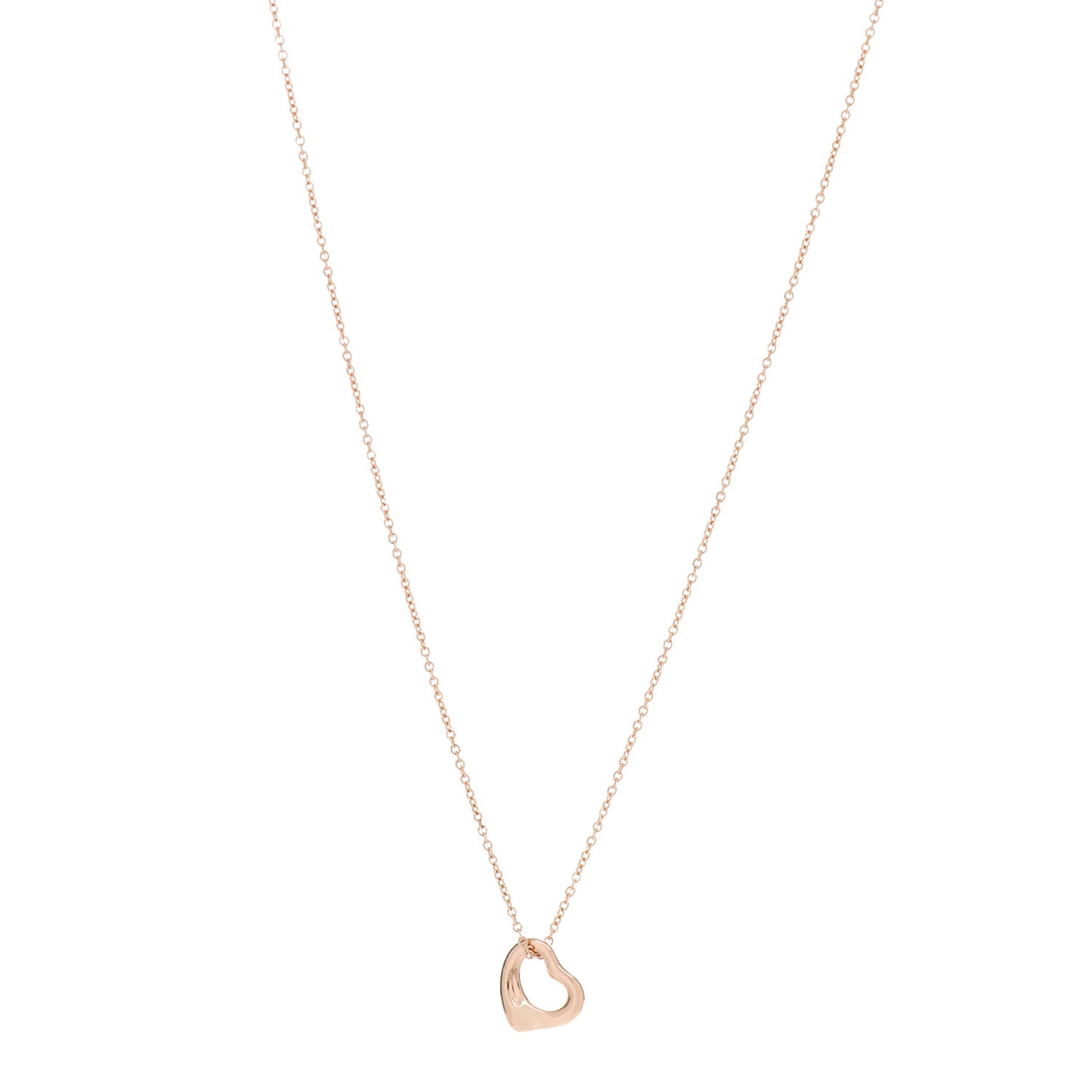 18K Rose Gold 11mm Elsa Peretti Open Heart Pendant Necklace