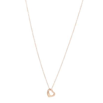 Tiffany 18K Rose Gold 11mm Elsa Peretti Open Heart Pendant Necklace 1 of 7