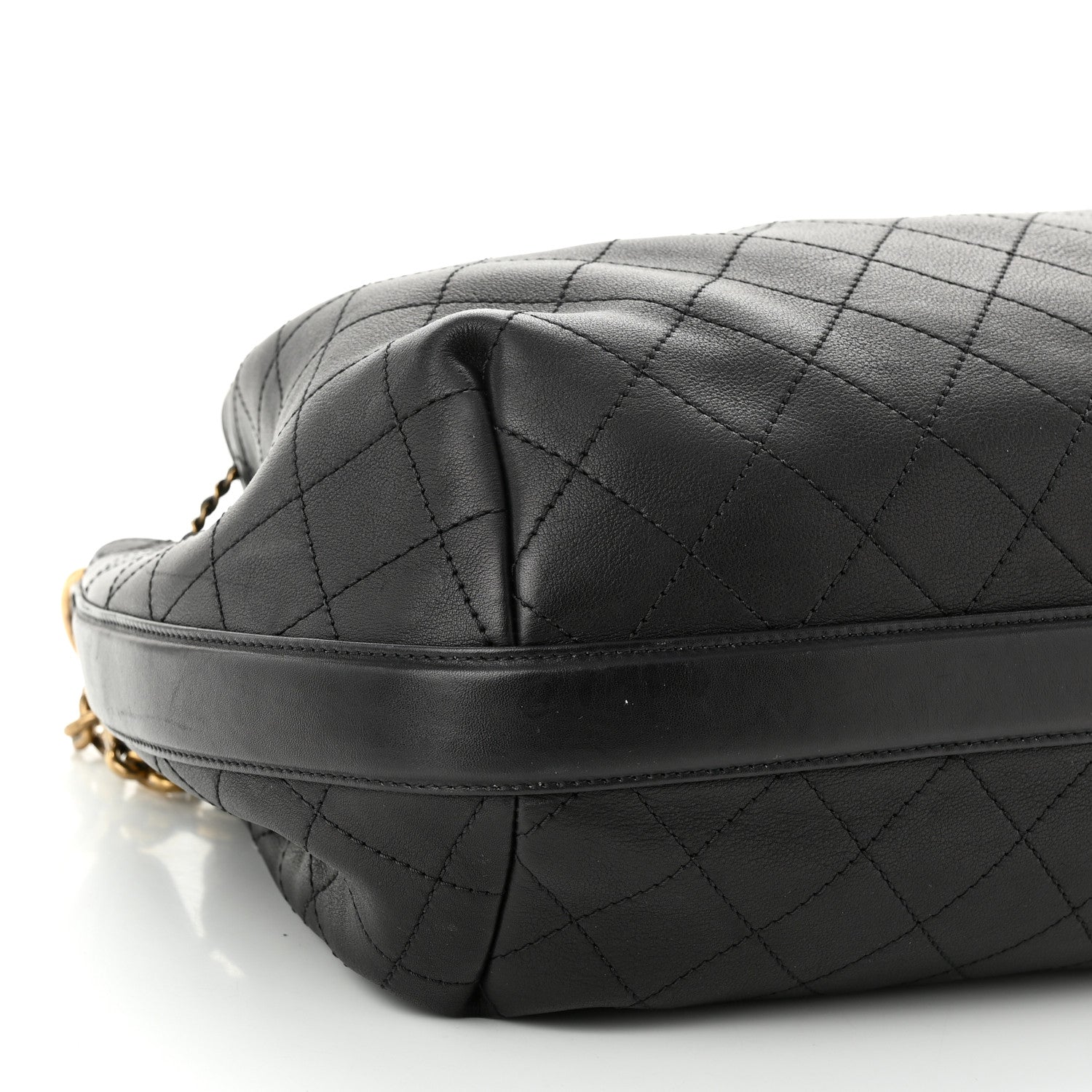 Chanel Calfskin Stitched Small Paris Rome Drawstring CC Bag Black 8 of 11