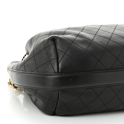 Chanel Calfskin Stitched Small Paris Rome Drawstring CC Bag Black 8 of 11