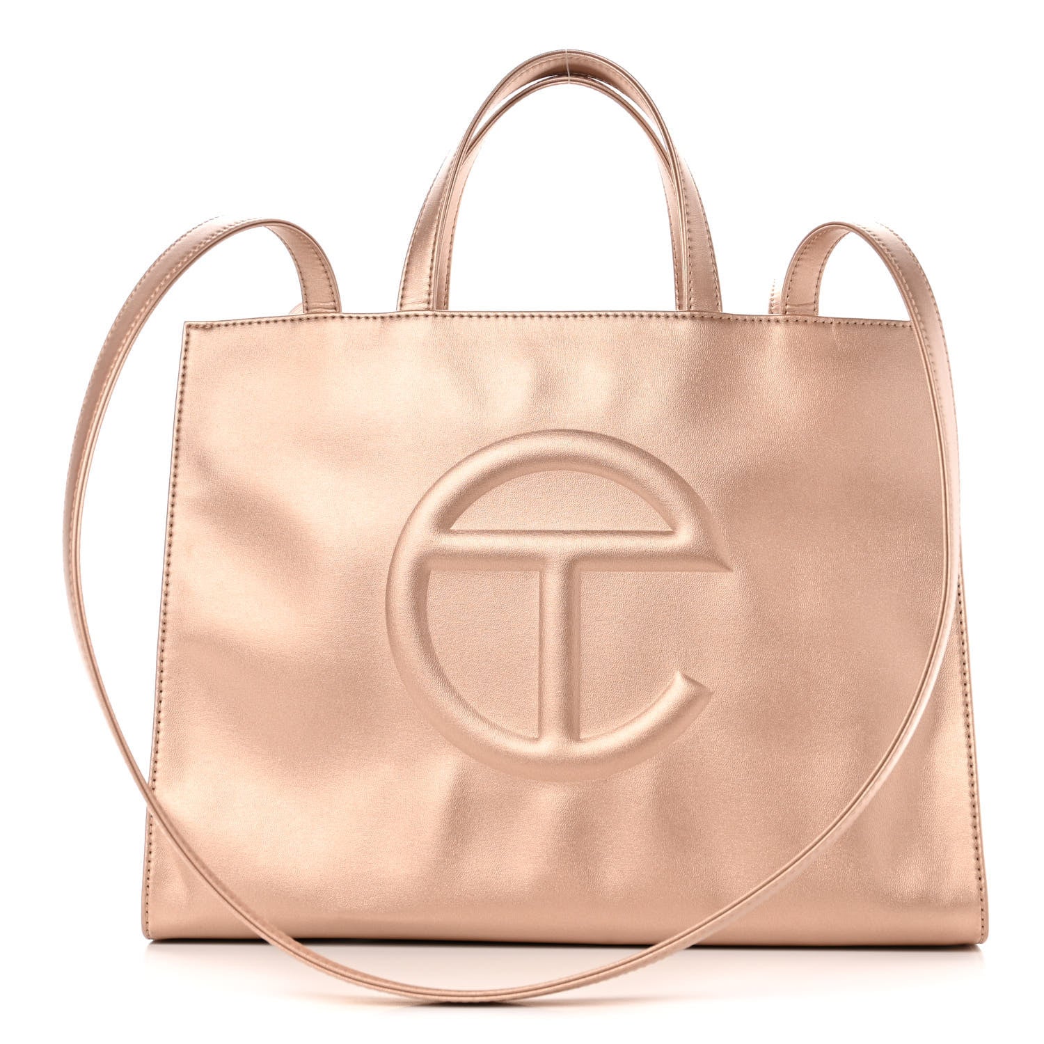Telfar Metallic Vegan Leather Medium Shopping Bag Copper 1 of 9