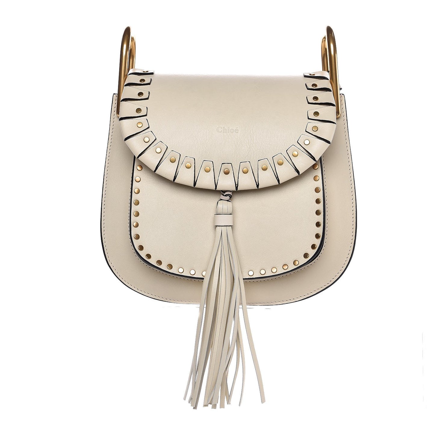 Calfskin Small Hudson Shoulder Bag Lace White