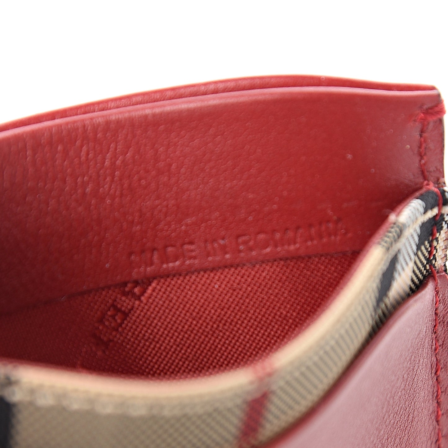 Calfskin Horseferry Check Izzy Card Case Red