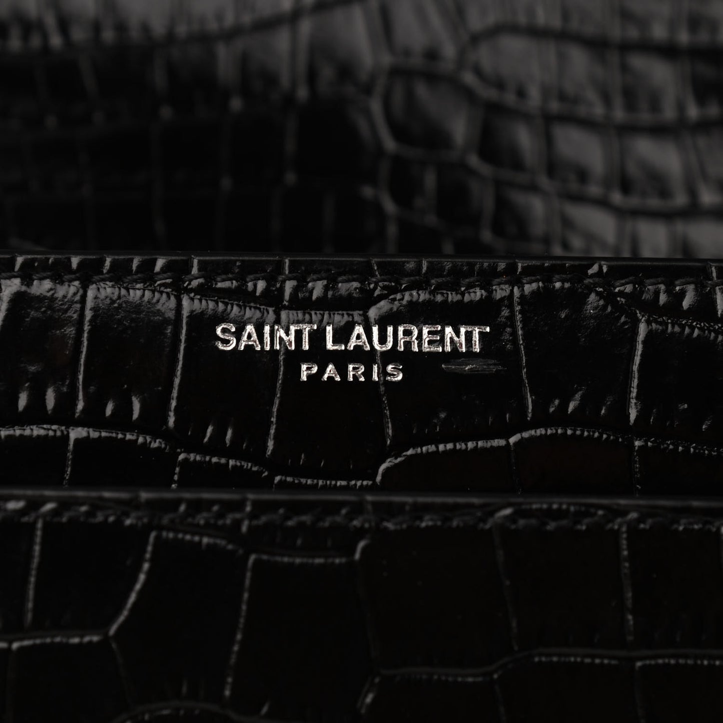Calfskin Crocodile Embossed Medium Monogram Sunset Black