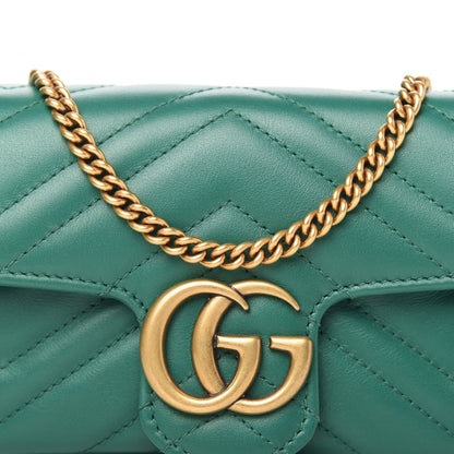 Gucci Calfskin Matelasse Super Mini GG Marmont Shoulder Bag Emerald Green 10 of 11