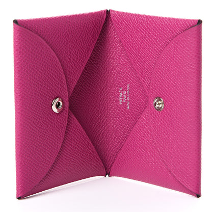 Hermes Epsom Calvi Card Case Rose Pourpre 3 of 5