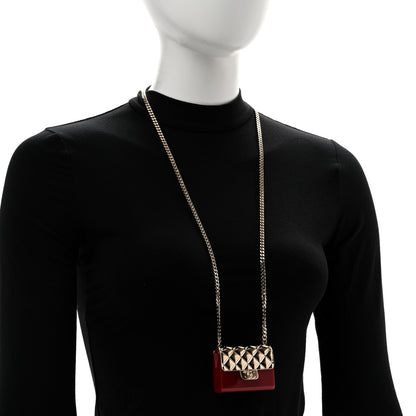 Chanel Metal Resin Flap Bag Long Necklace Gold Red 2 of 6
