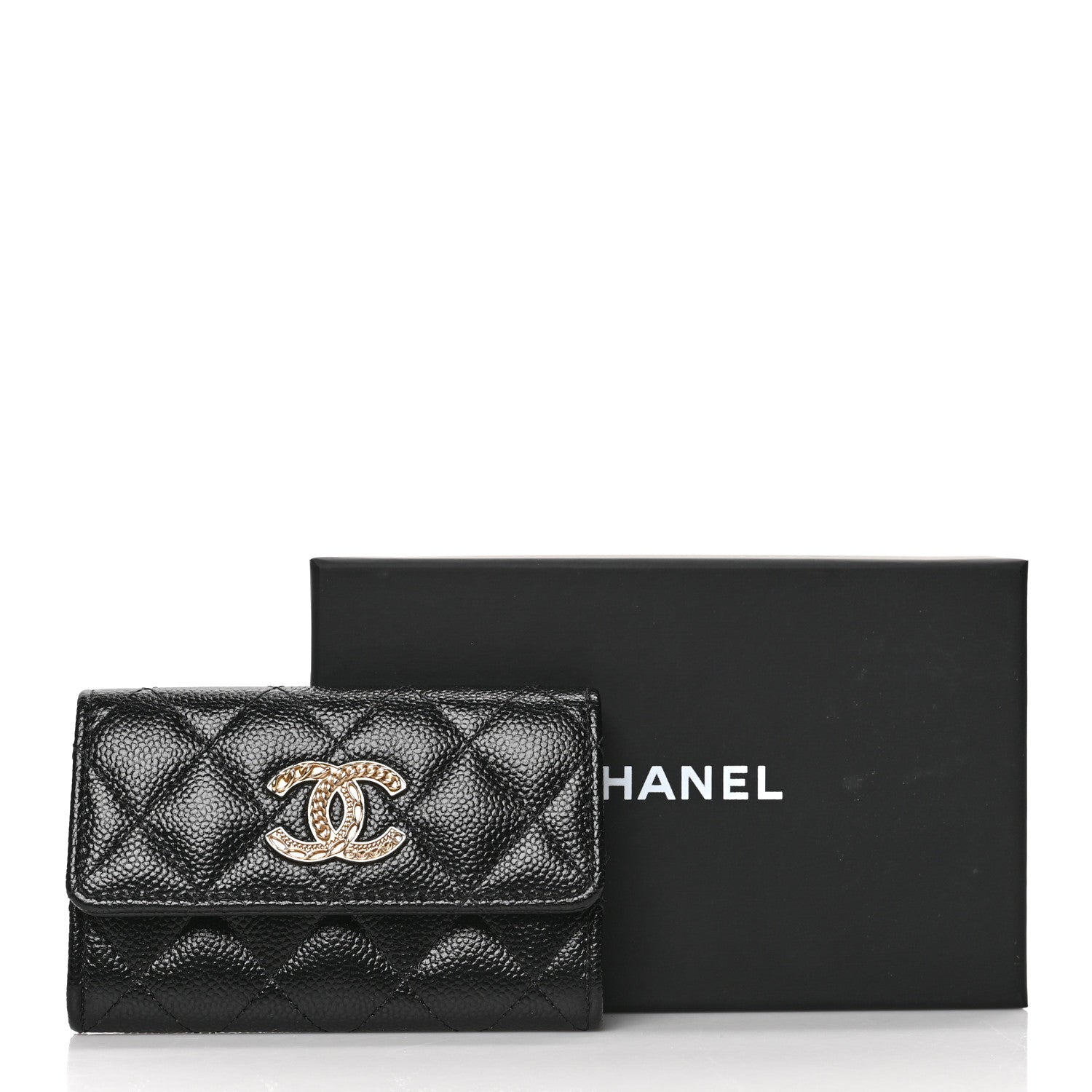 Chanel Caviar Quilted Chain CC Flap Card Holder Black 8 of 8