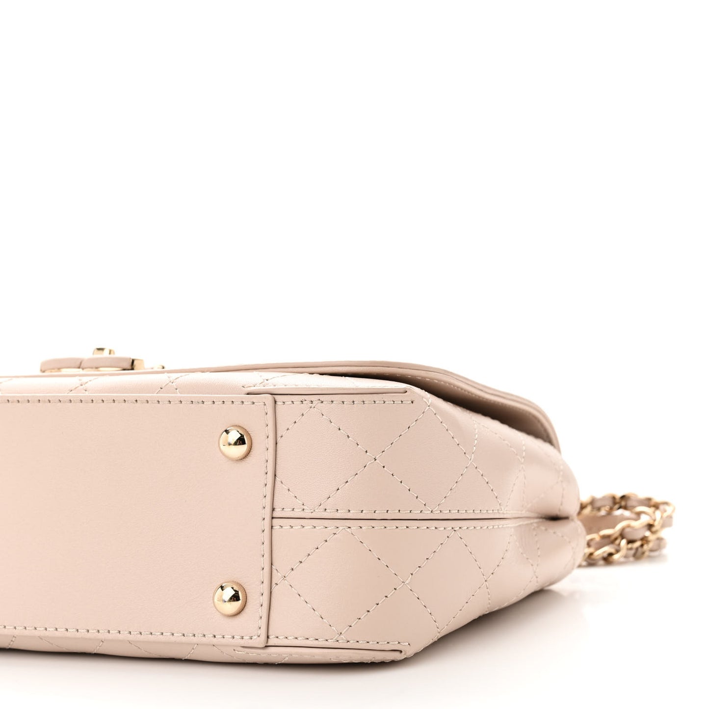 Calfskin Stitched Medium Covered CC Flap Bag Beige