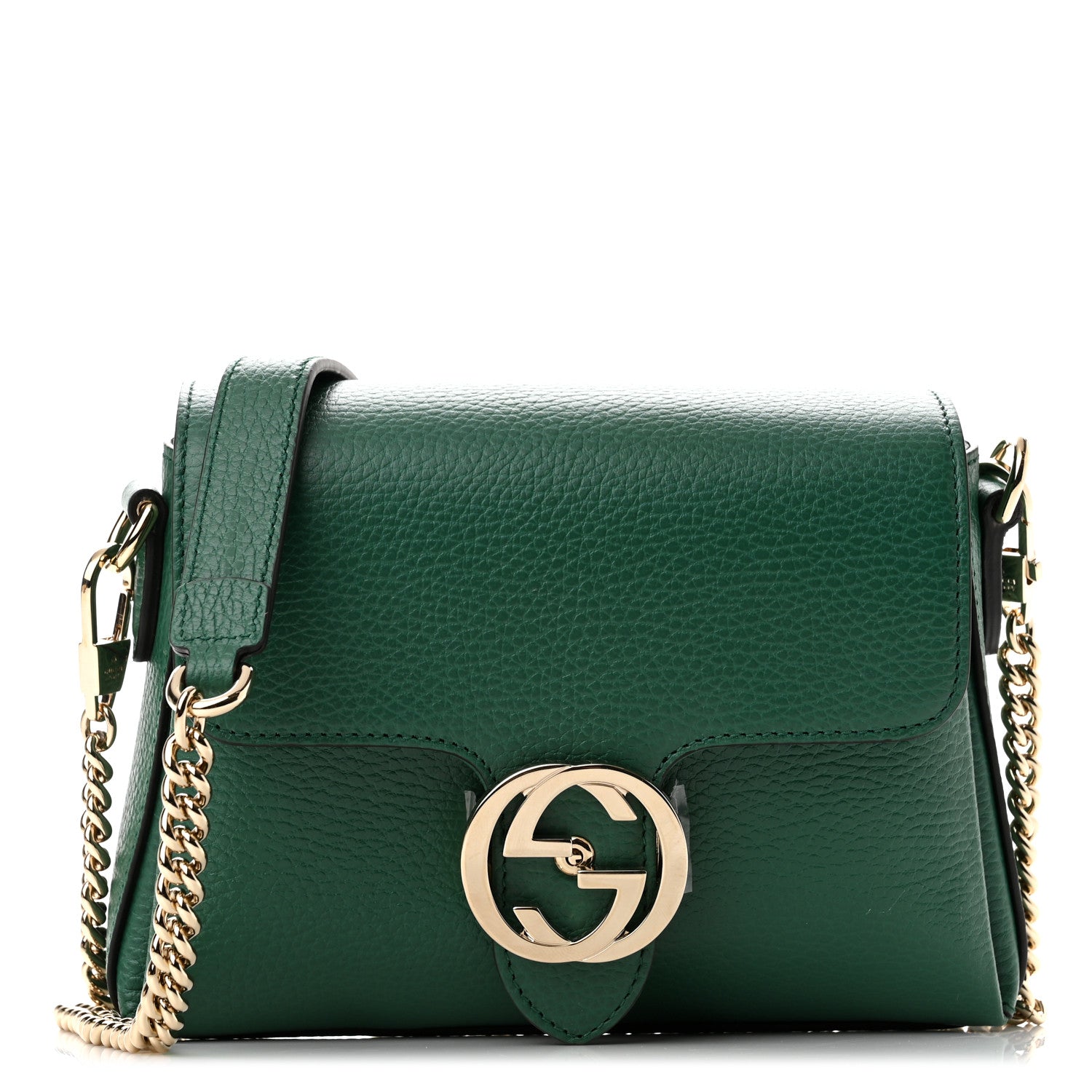 Gucci Dollar Calfskin Interlocking G Crossbody Bag Emerald 1 of 10