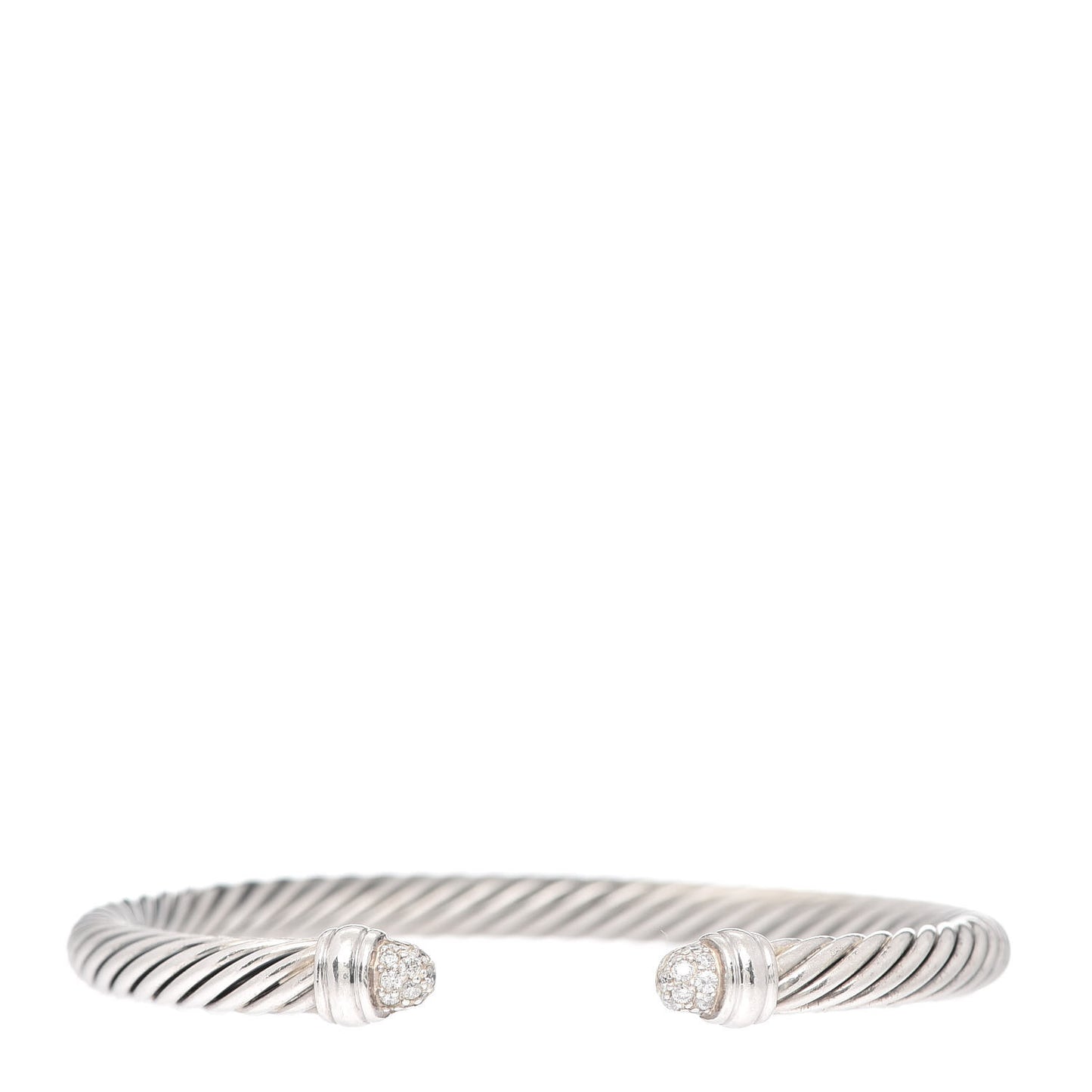 Sterling Silver Pave Diamond 5mm Cable Classics Bracelet