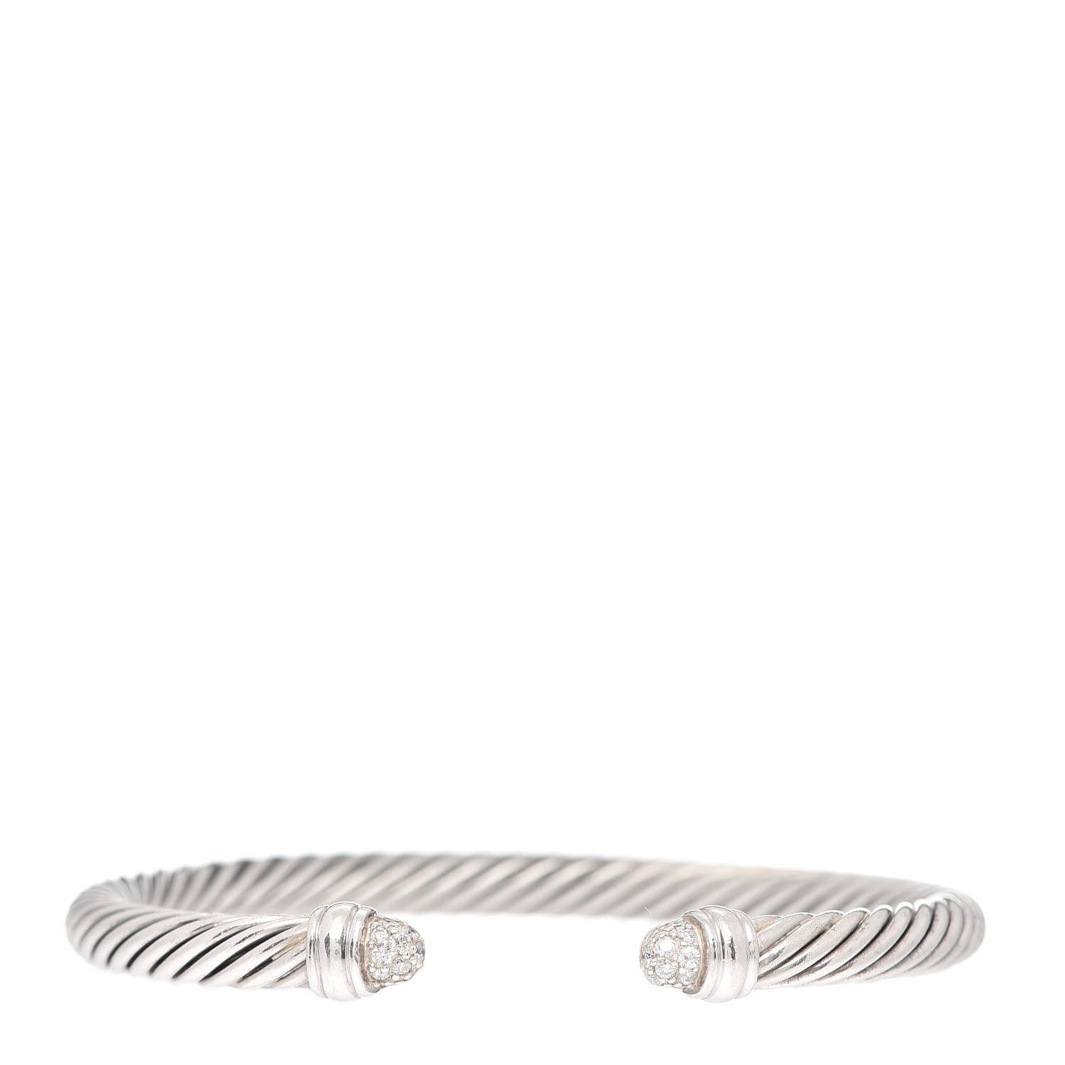 David Yurman Sterling Silver Pave Diamond 5mm Cable Classics Bracelet 1 of 4