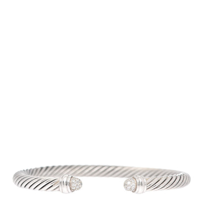 David Yurman Sterling Silver Pave Diamond 5mm Cable Classics Bracelet 1 of 4