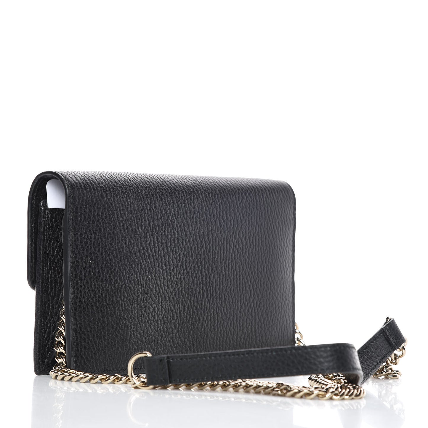 Dollar Calfskin Interlocking G Chain Wallet Black