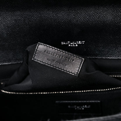 Saint Laurent Grain De Poudre Textured Mixed Matelasse Large Triquilt Monogram Satchel Black 7 of 17