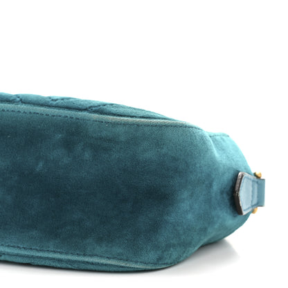 Gucci Velvet Matelasse Small GG Marmont Chain Shoulder Bag Pavone Cyan 10 of 12