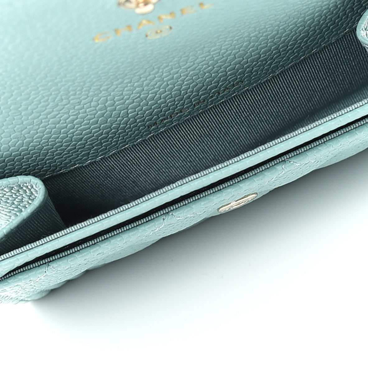 Chanel Caviar Quilted Boy Flap Card Holder Light Blue 5 of 9
