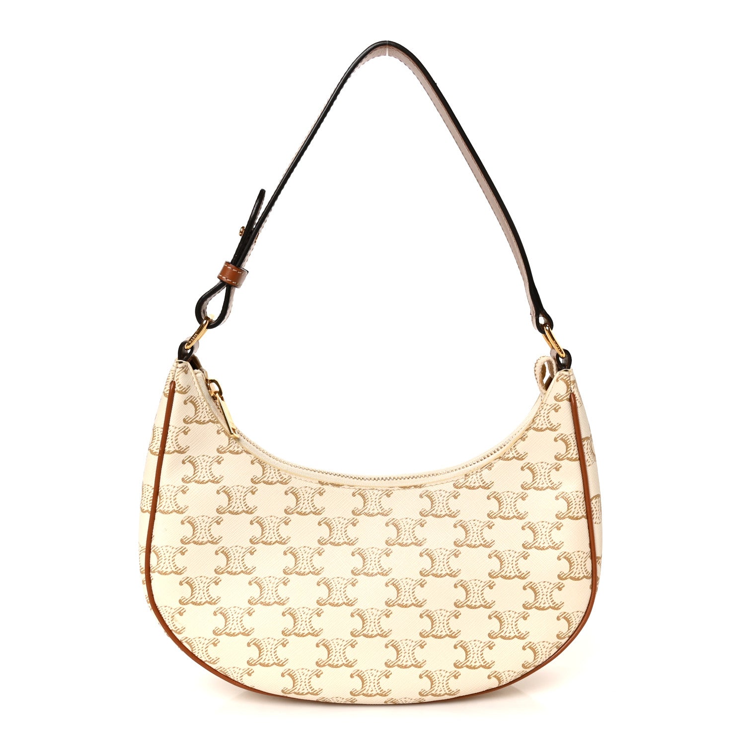 Celine Canvas Calfskin Ava Triomphe Shoulder Bag White 1 of 10
