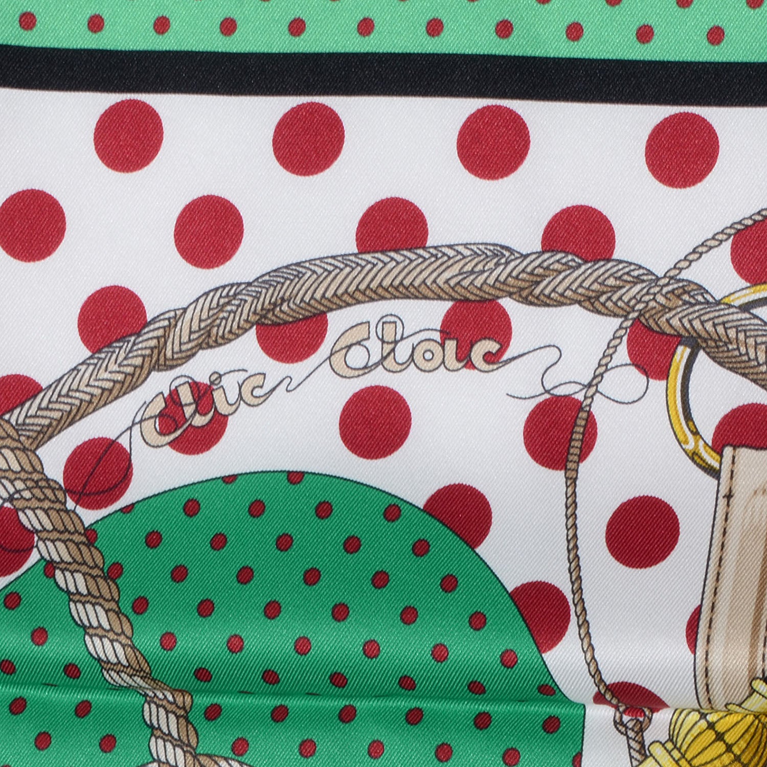 Hermes Silk Clic Clac A Pois Scarf 70 Vert Vif Bordeaux Menthe 5 of 6