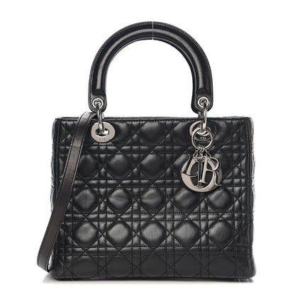 Christian Dior Lambskin Cannage Medium Lady Dior Black 1 of 10