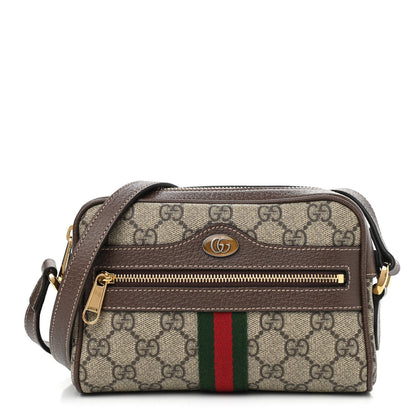 Gucci GG Supreme Monogram Web Mini Ophidia Shoulder Bag Brown 1 of 11